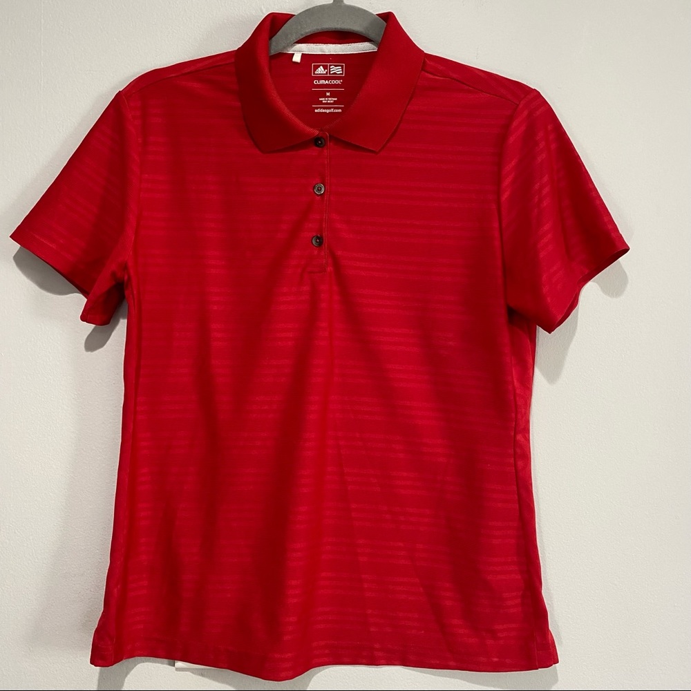 Adidas Golf Clima Cool Short Sleeve Textured Polo Red Medium